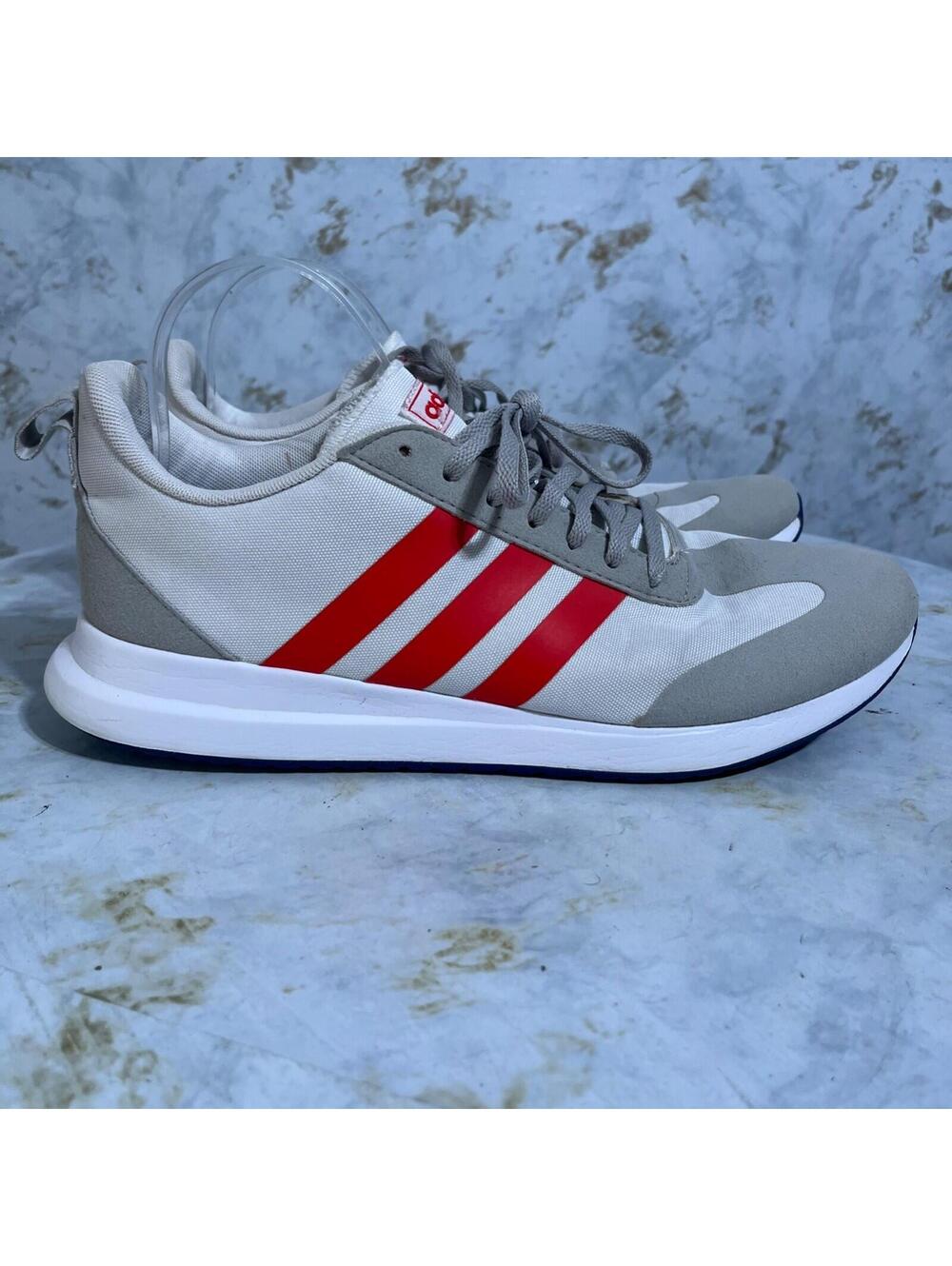Adidas Run 60s Men's Size 10.5 Running Shoes White Red Gray Athletic Sneakers